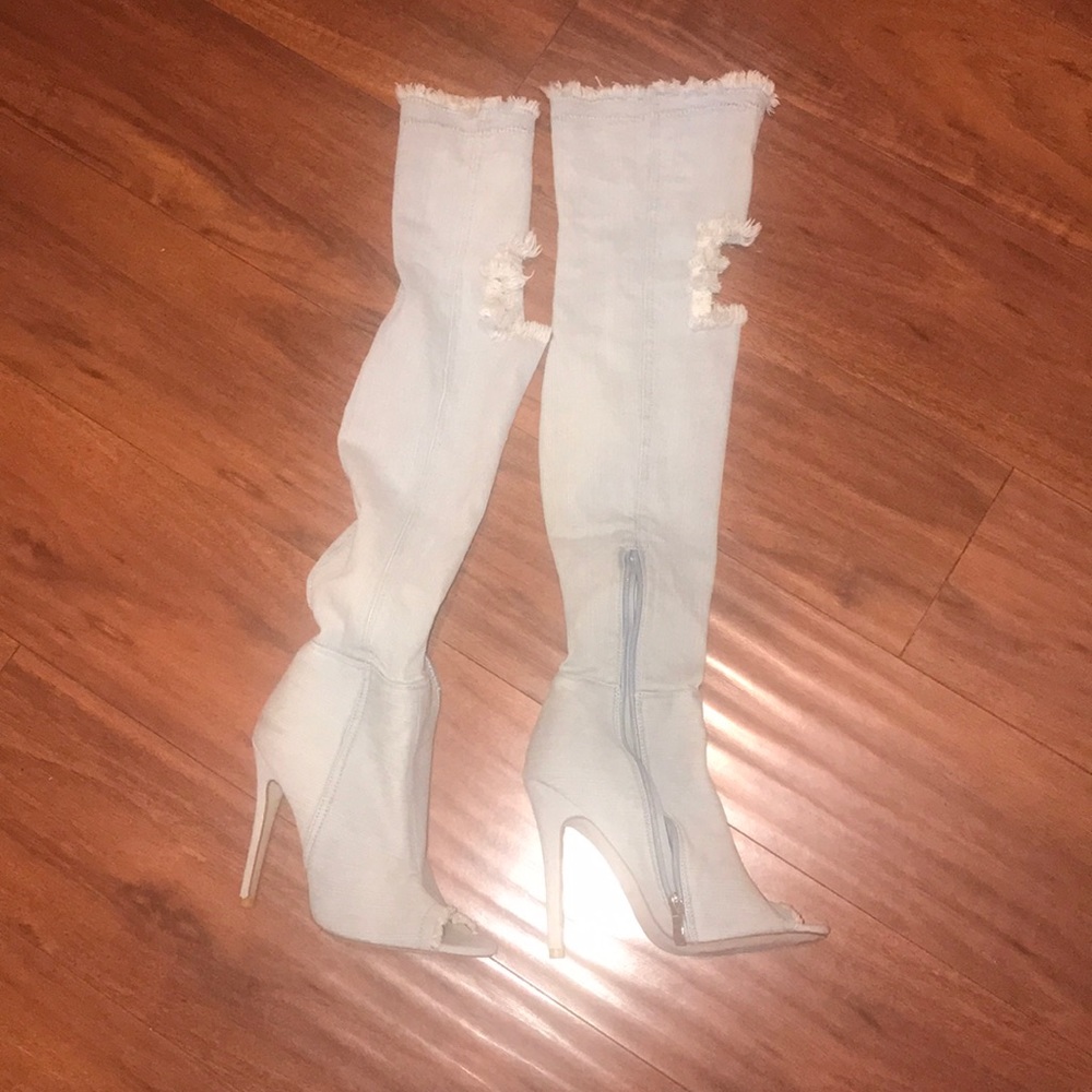 Over the knee jean boots