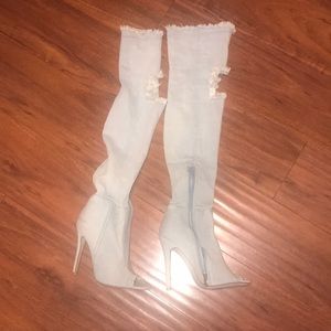 Over the knee jean boots
