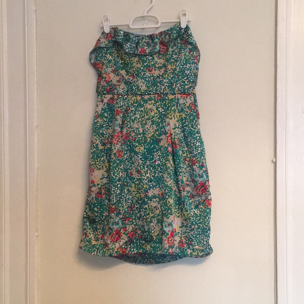 Strapless Multicolored Dress With Pockets