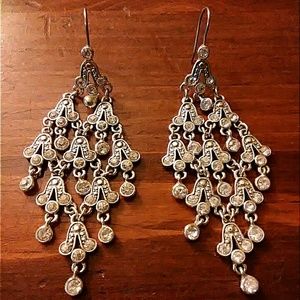 Sparkly crystal and silver chandelier earrings