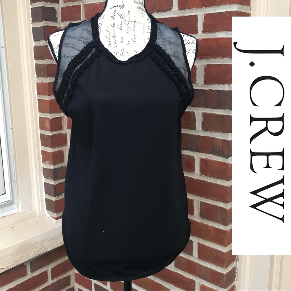 J. CREW Black Sleeveless Tank wt Sheer Insert