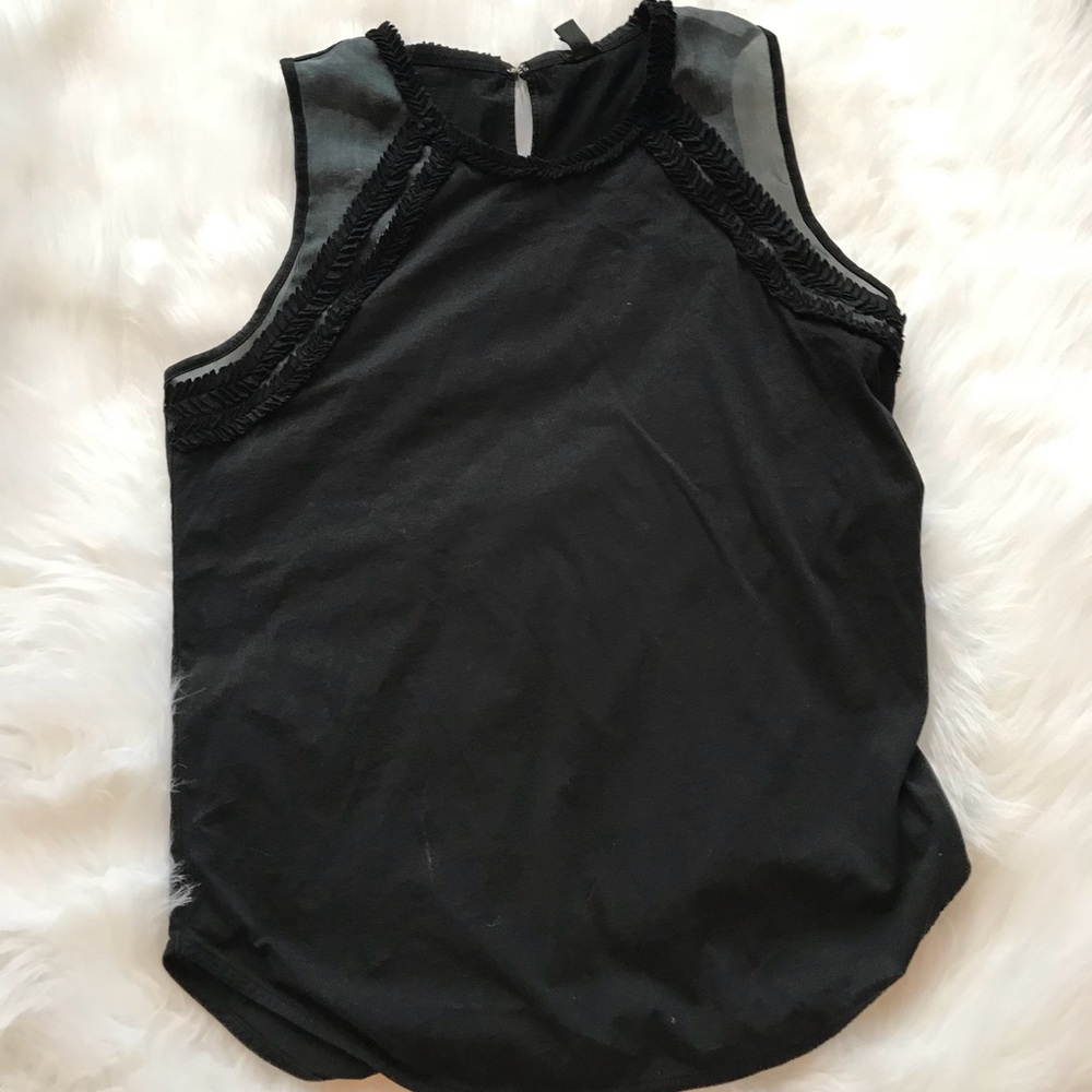 J. CREW Black Sleeveless Tank wt Sheer Insert - Picture 3 of 8