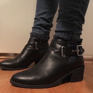 H&M Black Ankle Boots w/ Buckle
