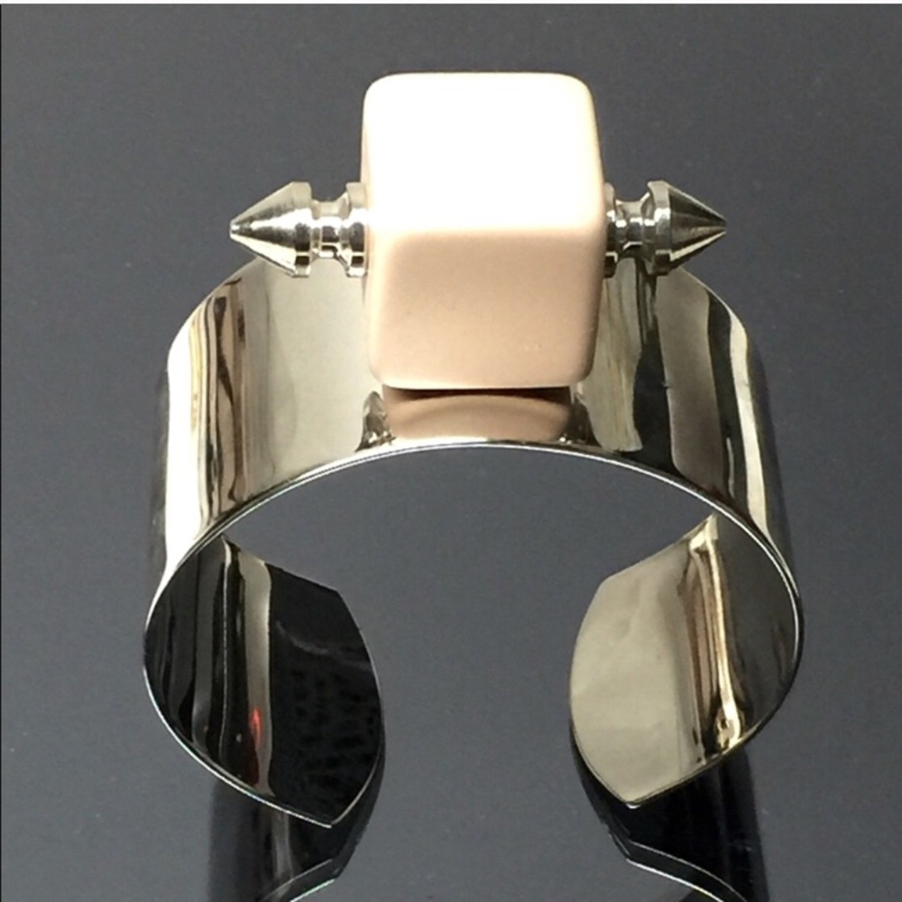 LAST - NYC Luxury Designer Dainty Cube Spiked Silver Cuff