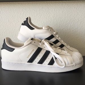 Adidas Superstar Shoes Men’s Size 9 White and Gold