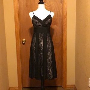 Ann Taylor Loft sleeveless black lace dress