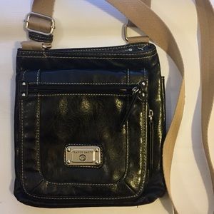 Franco Sarto Black leather crossbody bag purse