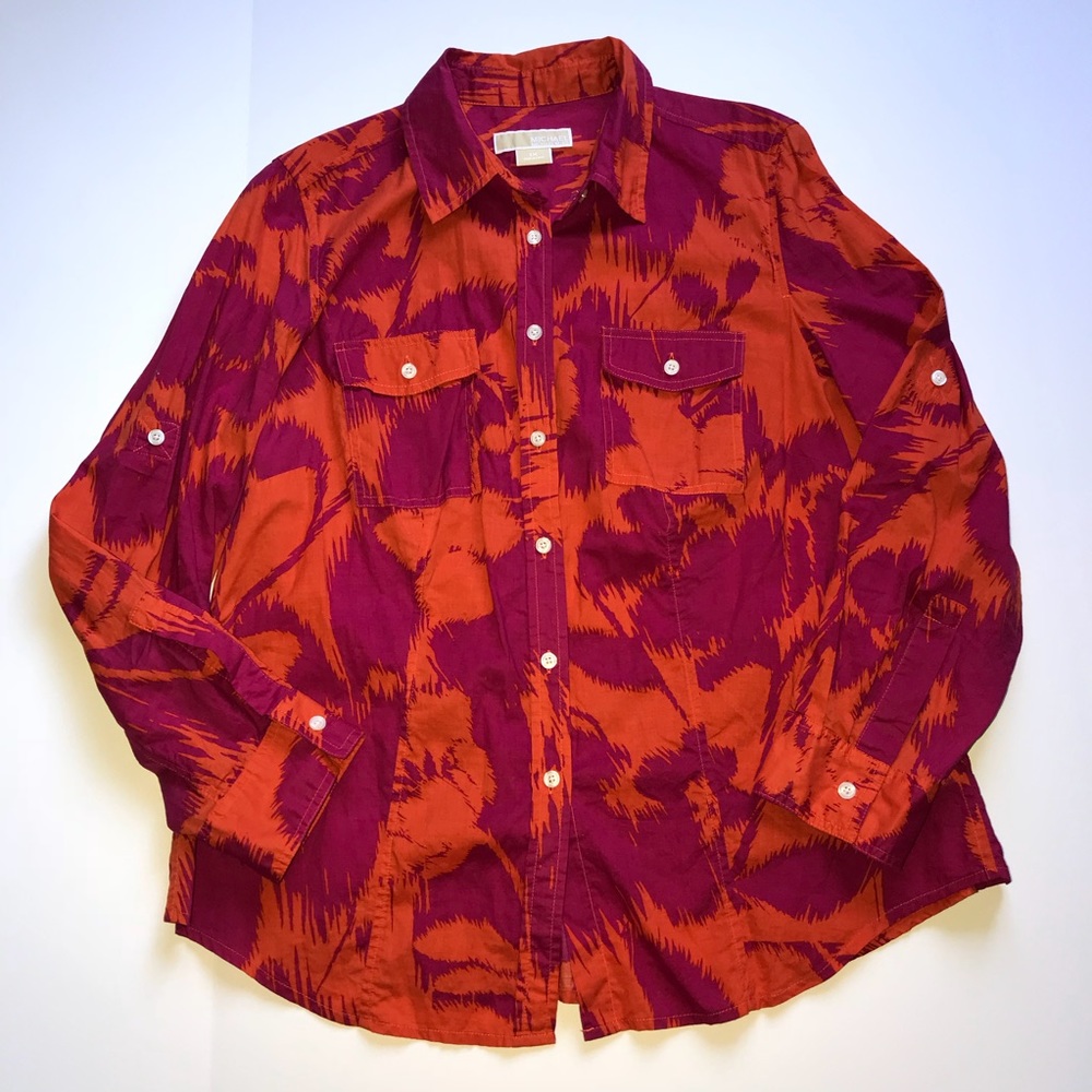 Michael Kors abstract long sleeve button down