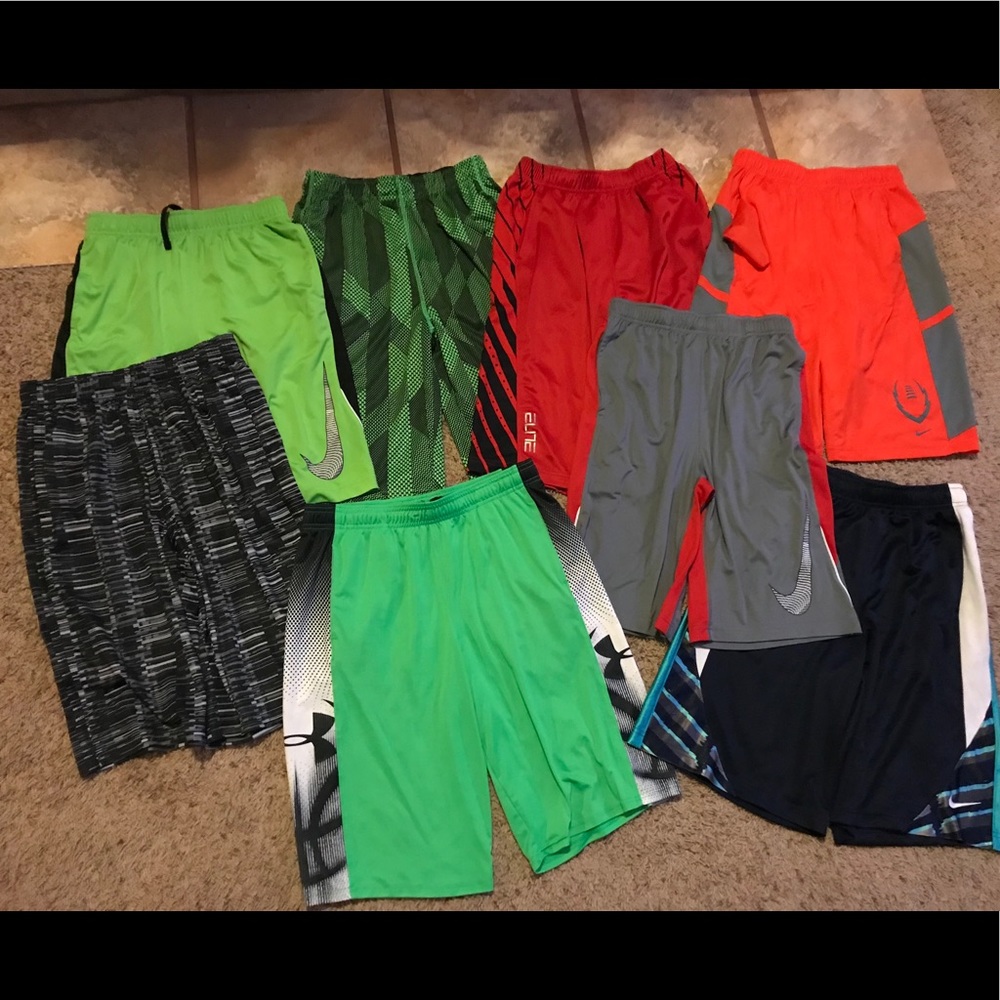 8 pair of Boys XL Nike Under Armour Shorts