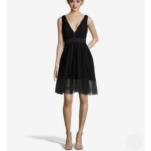 NWT, black mesh, v neck fit & flare cocktail dress