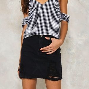 Distressed Denim Skirt