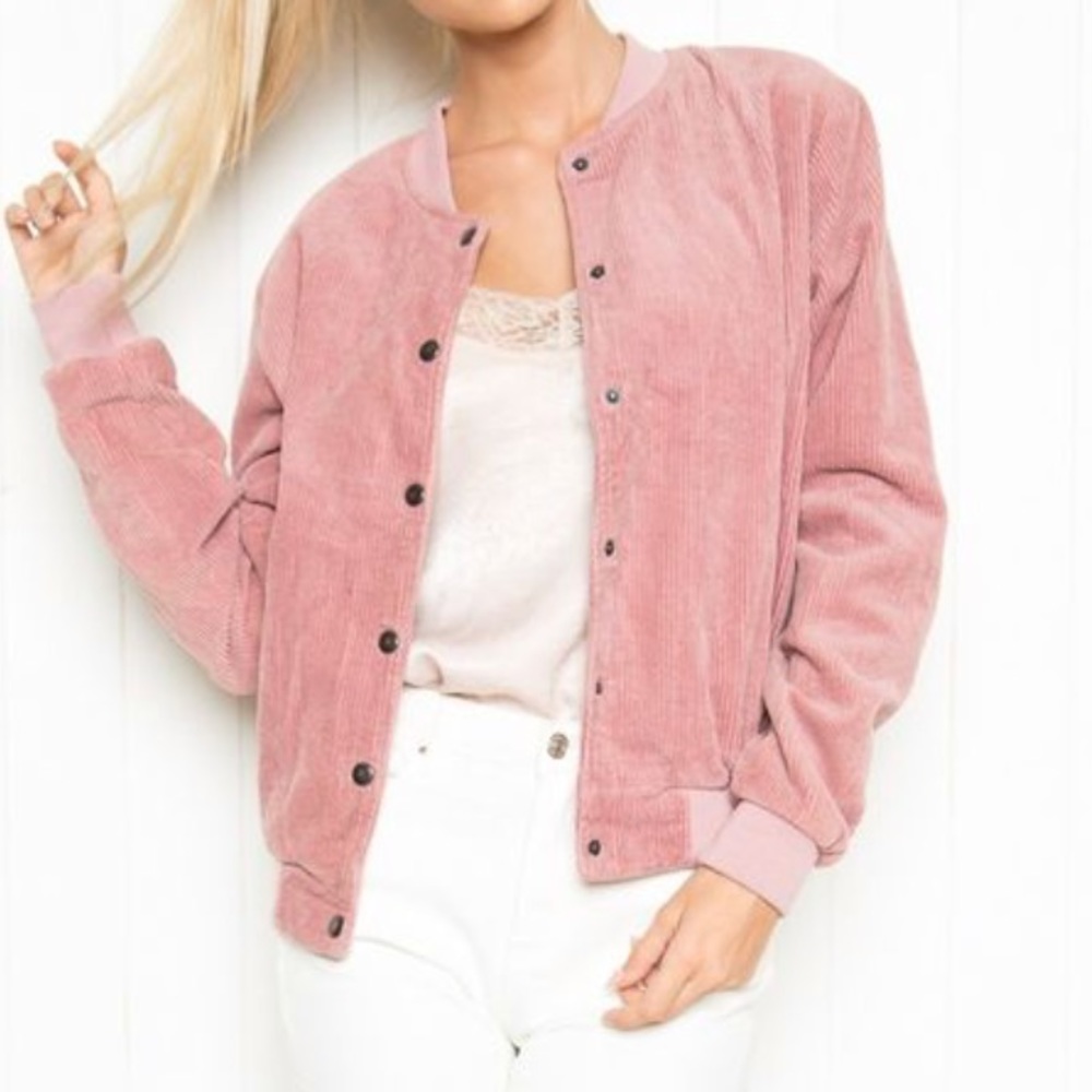 Pink warm bomber jacket