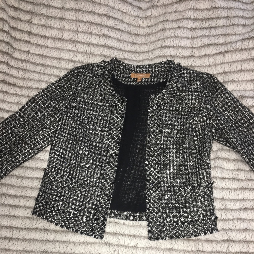 Ellen Tracey black and white knit jacket