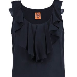 Tory Burch Alva Silk Top, Navy Blue, size 2