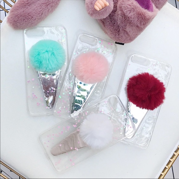 Iphone X Case | Pompom Ice-cream Soft TPU Glitter - Picture 4 of 5