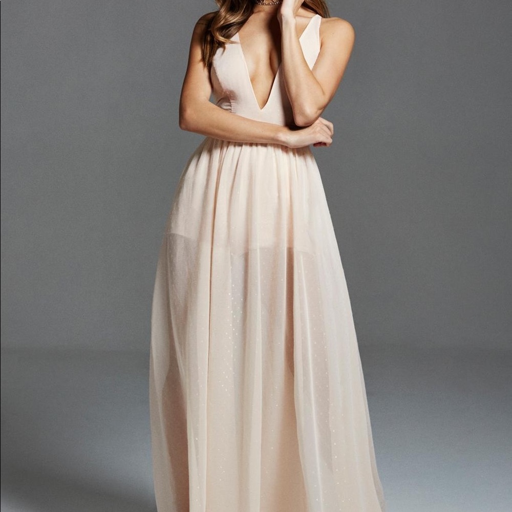Bebe Deep V Blush Maxi Dress - Picture 2 of 6