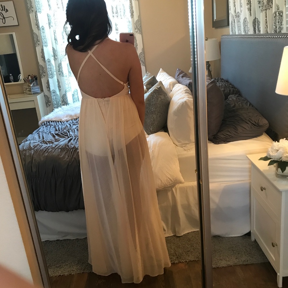 Bebe Deep V Blush Maxi Dress - Picture 6 of 6