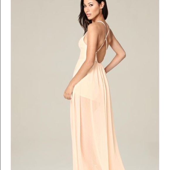 Bebe Deep V Blush Maxi Dress - Picture 4 of 6