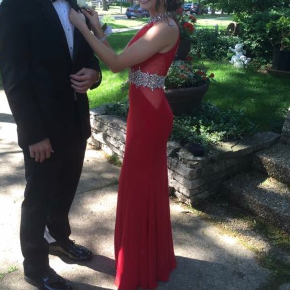Red and silver Prom Dress