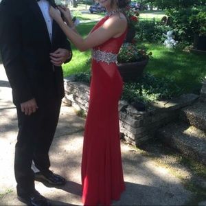 Red and silver Prom Dress