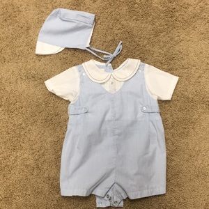 Petit Ami Size 9 Month Baby Boy Outfit w/ Bonnet