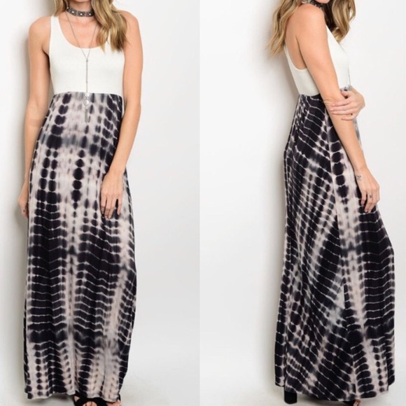 ZLG Style Dresses & Skirts - 🆕 🇺🇸Ivory & Black Tie-Dye Tank Maxi Dress