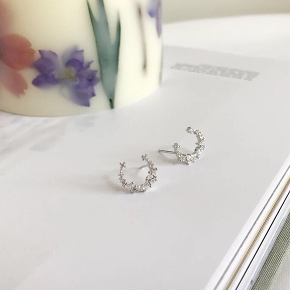 925 sterling silver circle rhinestone earring - Picture 4 of 5