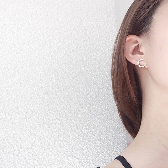 925 sterling silver circle rhinestone earring - Picture 3 of 5