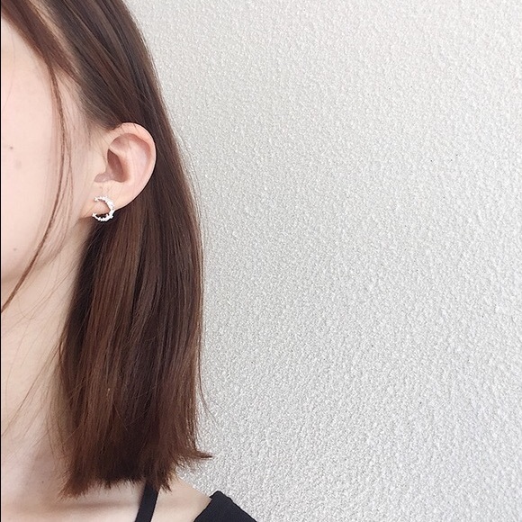 925 sterling silver circle rhinestone earring - Picture 5 of 5