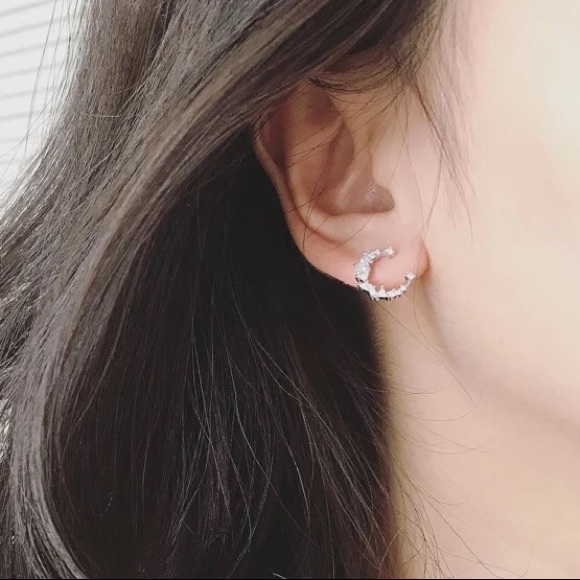 925 sterling silver circle rhinestone earring - Picture 2 of 5