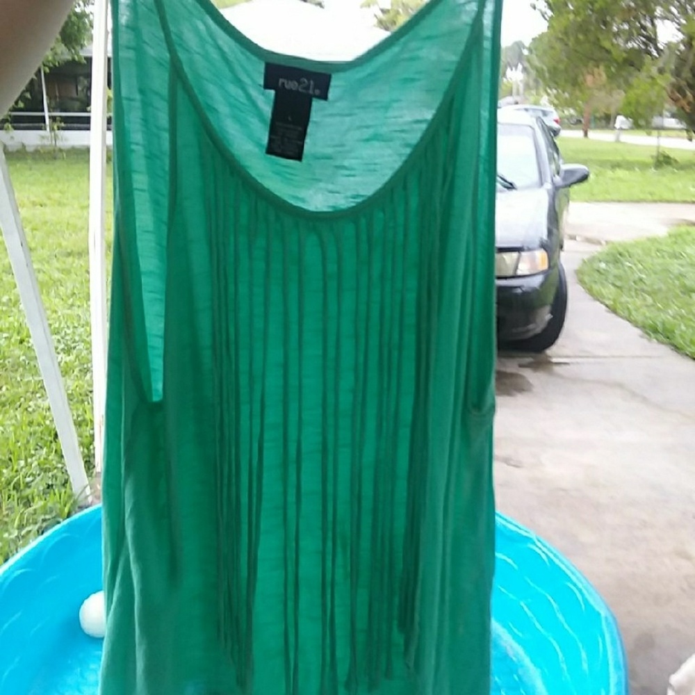 Rue 21 seafoam green tassled shirt