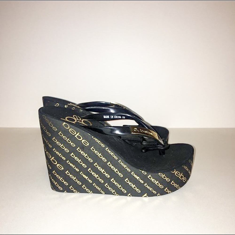 Bebe wedge flip flops