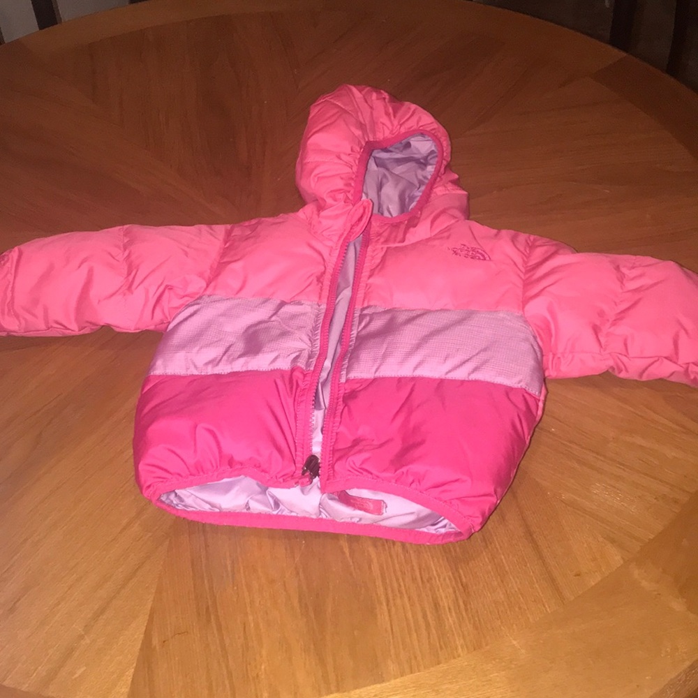 Northface pink & purple reversible winter coat