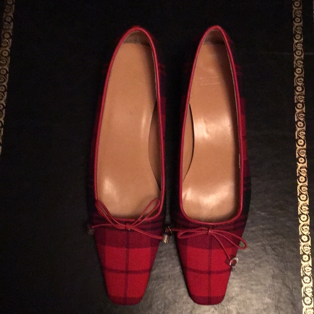 Coach size 6 Red plaid Flat with Low block heel
