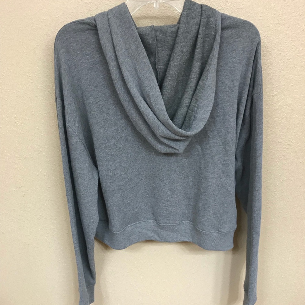 VS PINK LG Gray Cropped Pull-Over Hoodie Sweater - Picture 5 of 5