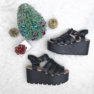 Black Platform Sandals Size 6