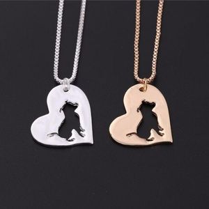 Pit Bull In a Heart Silver or Gold Plate Necklace