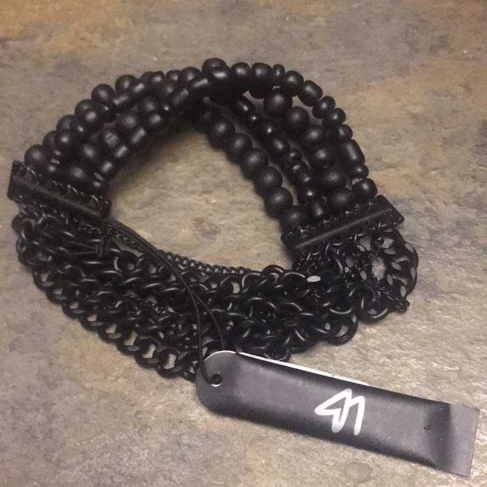 Lane Bryant black bead and chain stretch bracelet - Picture 5 of 6