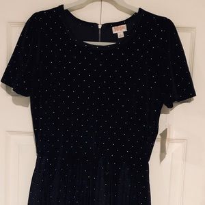 LuLaRoe L Amelia Black Velvet w/silver studs NWT