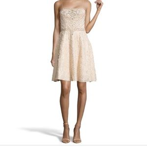 Sue Wong Champagne beaded fit & flare dress