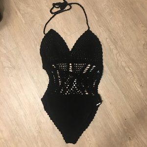 Black crochet bodysuit/bathing suit