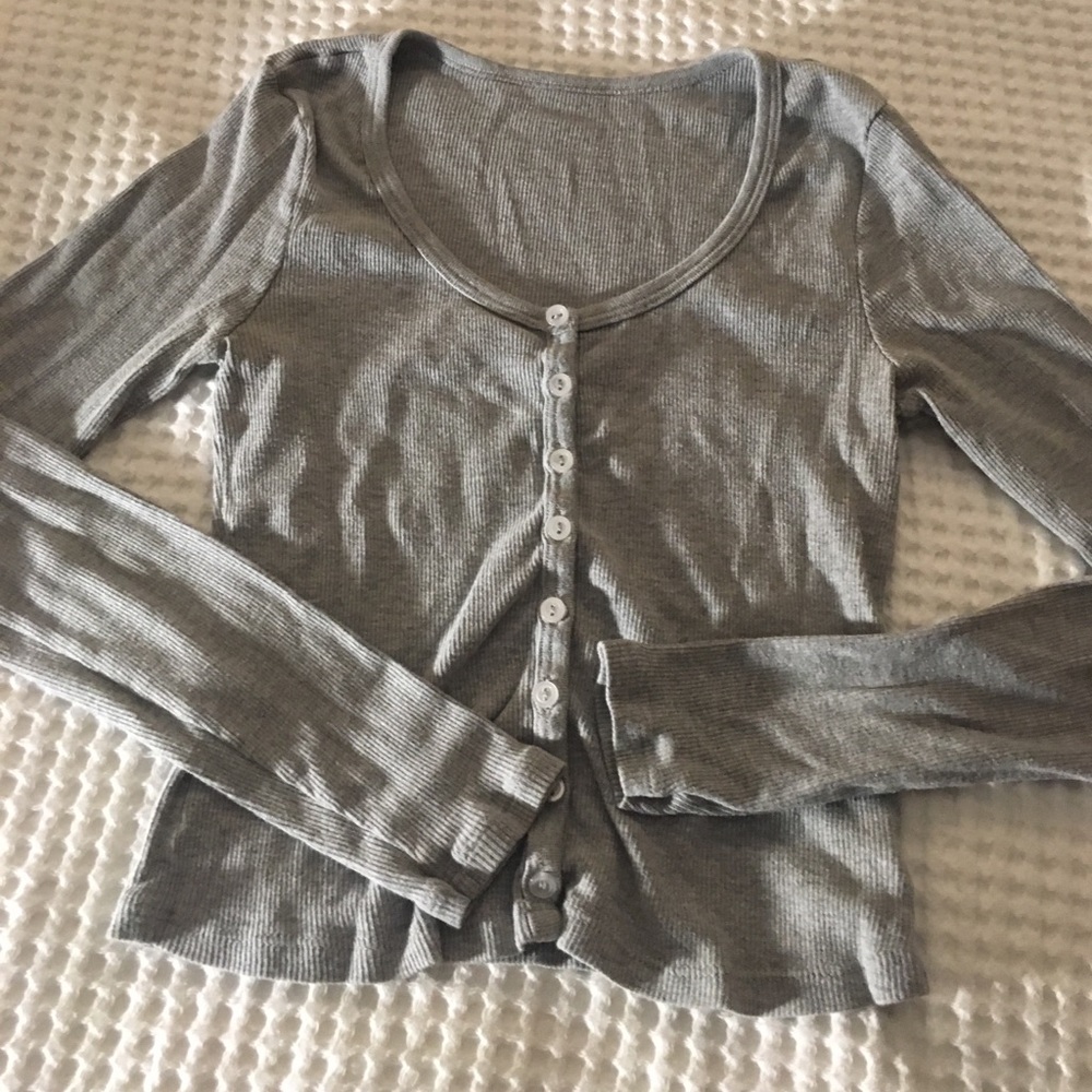 American apparel gray ribbed long sleeve