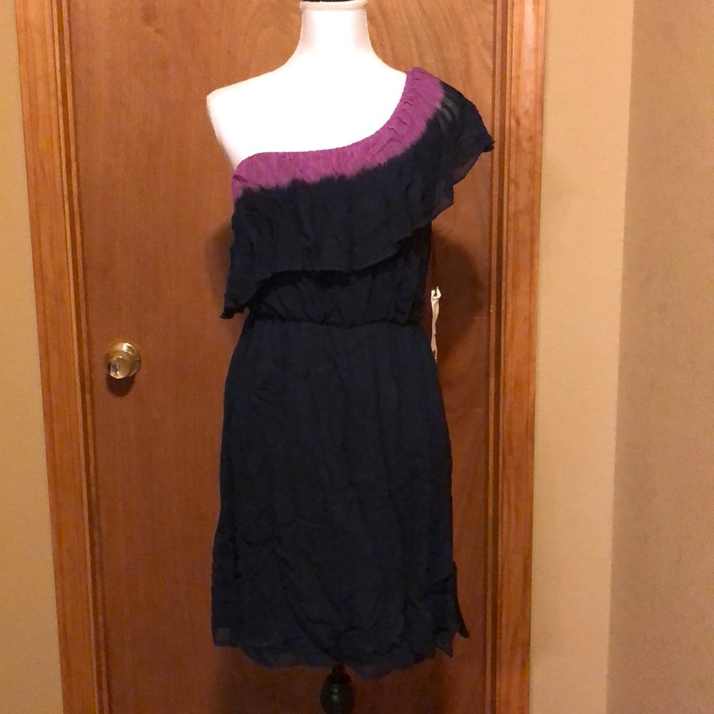 Willow and Clay one shoulder dress purple blue