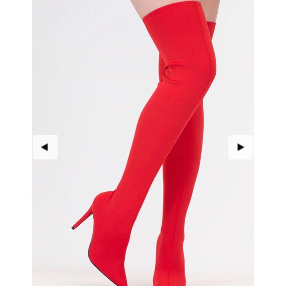Red over the knee boots