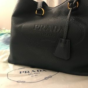 Prada 1BG100 Vitello Daino Leather Shopping Bag