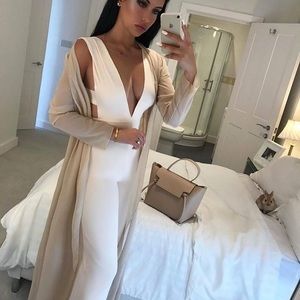 Cream cut-out jumpsuit