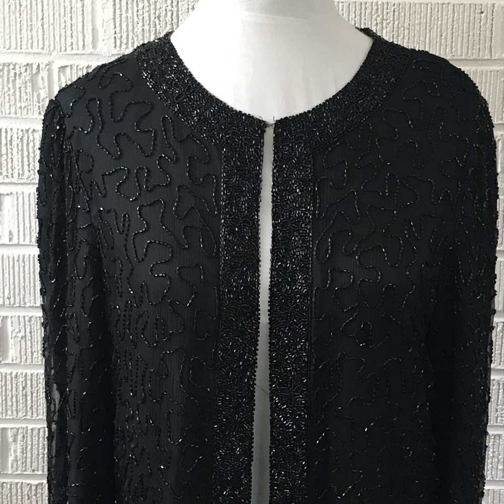 Vintage black beaded formal evening jacket