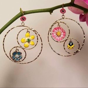 Betsy Johnson Secret Garden Gypsy Hoop Earrings