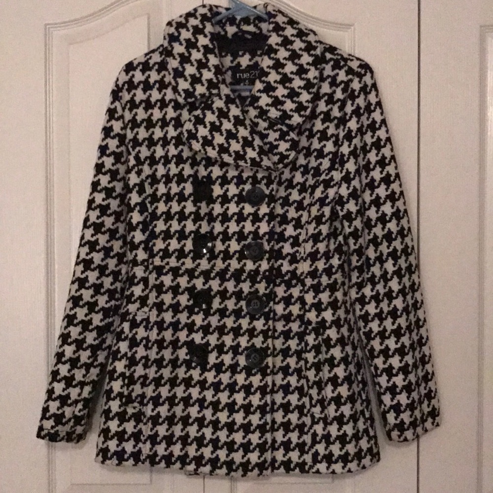 Houndstooth Pea Coat
