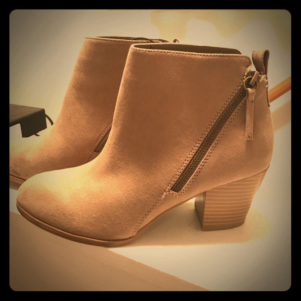 Tan zipper booties